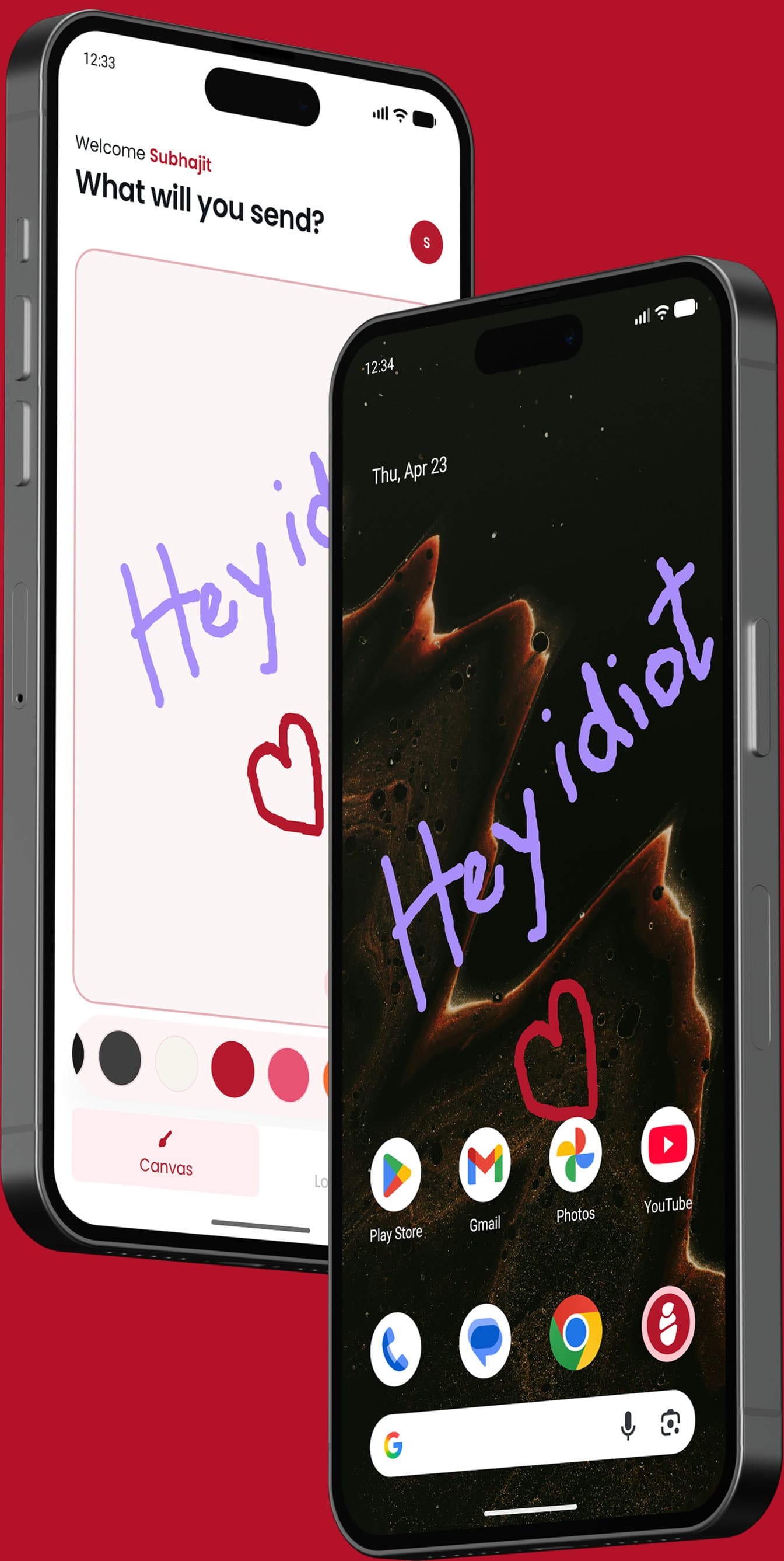 Mulberry app showing a shared canvas and live wallpaper setup
